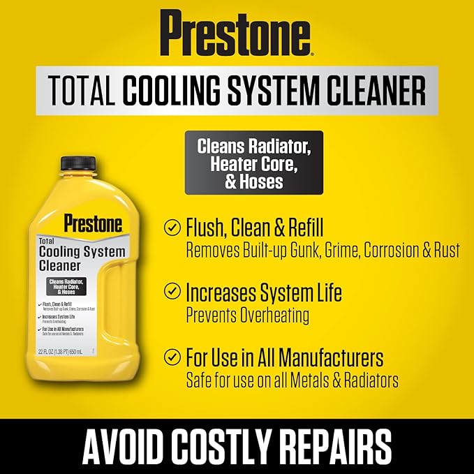 Prestone AS105 Total Cooling System Cleaner for Radiator, Heater Core, and Hoses, 22 oz., 6 pack
