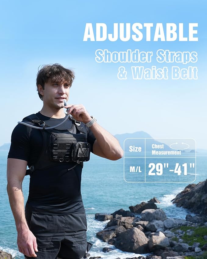 Running Vest with 2L Water Bladder, Hydration Backpack, USA Original Patent, Lightweight Hydration Pack with Gear Holder, Reflective Chest Pack for Men Women for Marathon