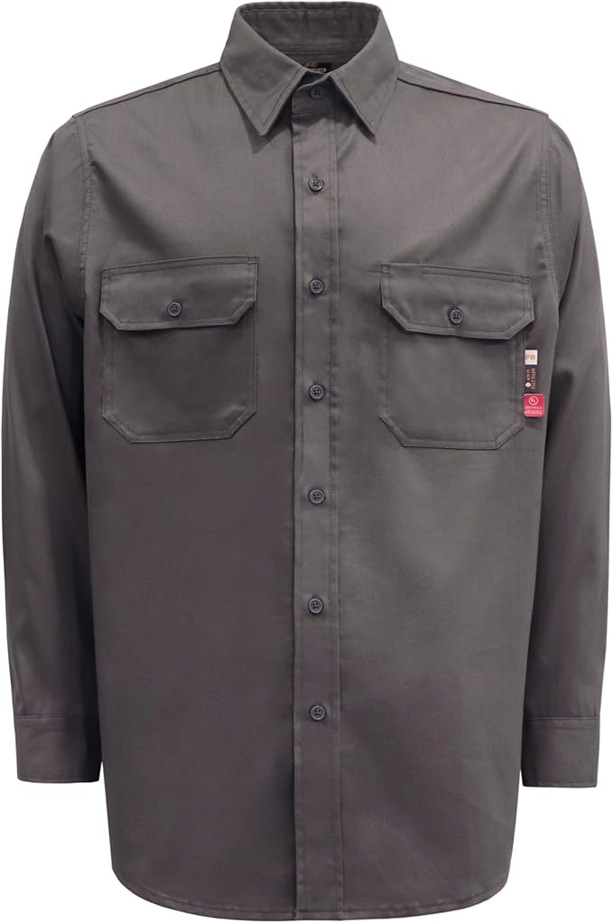 KONRECO FR Shirts for Men Fire Resistant Button Down Work Shirt 100% Cotton 6.5oz Lightweight Welding Shirts