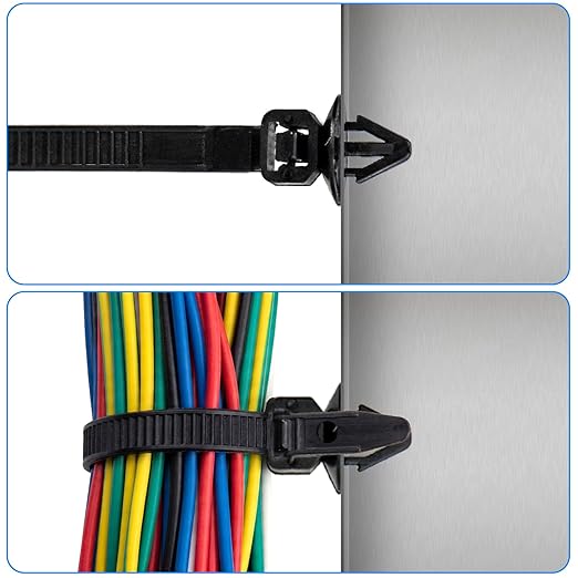 Goaste 200 Pieces Car Wire Loom Routing Clips, Automotive Harness Routing Clips Assortment, 15 Different Sizes Push Mount Cable Tie Kit, Universal Wiring Harness Clip Replacement Parts for Trucks Cars