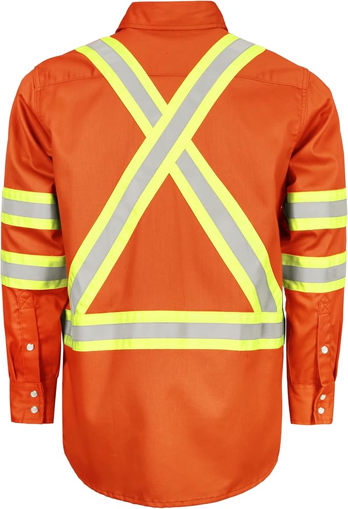 TICOMELA FR Shirts for Men High Visibility/Hi Vis Flame Resistant/Fire Retardant Shirt 6.5oz Men's Welding Shirts
