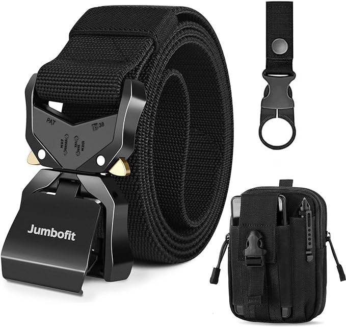 Tactical Belt for Men and Women, Military Work Belt Nylon with Quick-Release Buckle, Gift with Molle Pouch & Clip