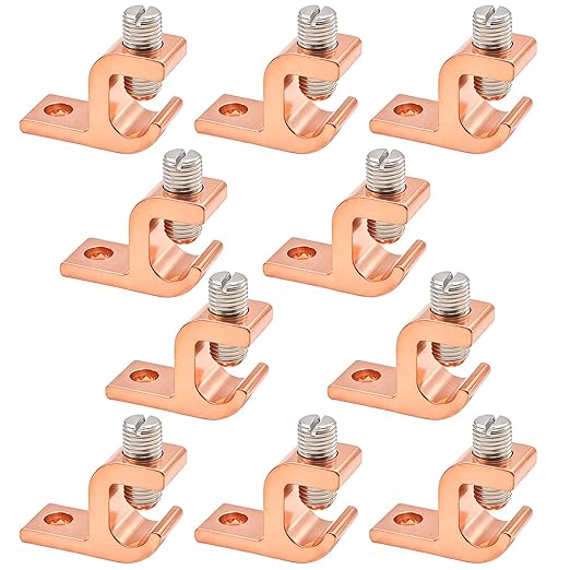 Copper-Aluminium Alloy Clad Technology Lay in Connector, Swimming Pool Bonding Grounding Lay-in Lug (10PCS, CU-ALU Alloy Lay-in-Lug1/0-14awg)