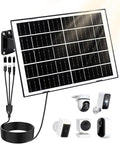 8W Solar Panel for Security Camera, Solar Panel Charger with 5V USB-C/Micro/DC 3.5mm Ports 9.8ft Cable & 360°Integrated Mount, IP65 Solar Panels for Ring/Reolink/Eufy Built-in Battery Camera