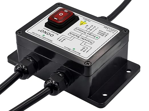 Manual Transfer Switch, AC120V 15Amp, with Surge Protection, for Generator, Inverter, Solar. OONO F-1071
