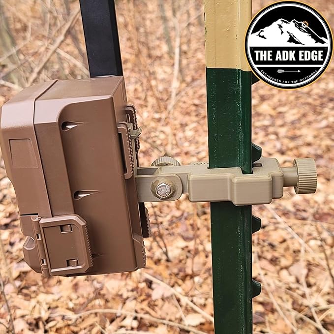 The ADK Edge T-Post Trail Camera Mount V2 Compatible with Moultrie Edge / 2/3 / Solar – Custom Designed, Tool-Less, Tilt, Adjustable, Versatile, Durable, Trail Camera Mounting Bracket