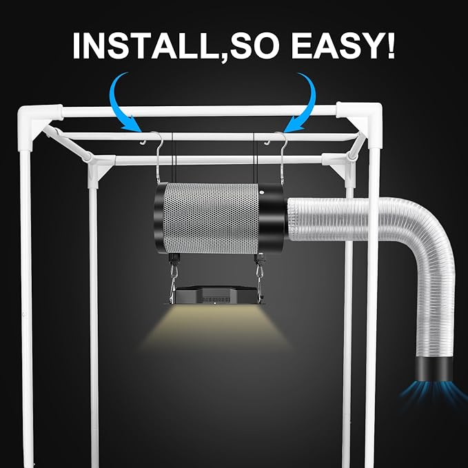 ATOUR 4 Inch Air Carbon Filter with Australian Virgin Charcoal – Odor Control. Built-in 5.5" Quiet Fan with Speed Control, for Inline Duct Fans & Grow Tents. Includes Vent Cover + Pre-Filter 4"x13.4"