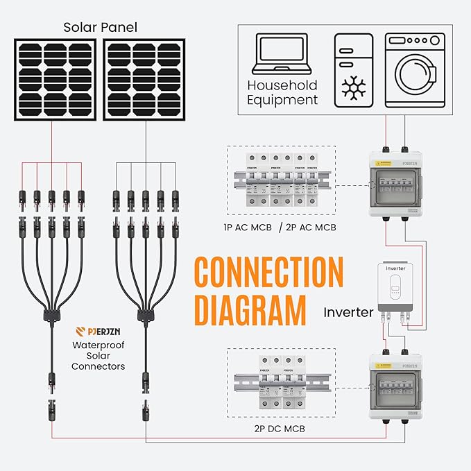 Solar Panel Connector 5 to 1 Solar Y Branch Solar Panel Splitter 5 Way Solar Panel Parallel Connectors Solar Adapter Cable Plug Pair for Solar System Panel(1 Pair 5 to 1)