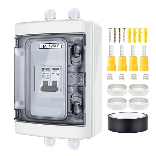RICH SOLAR 60 Amp Outdoor Circuit Breaker Box 2 Poles Solar Isolator Disconnect Switch DC AC 400V