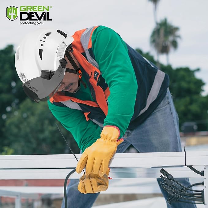 GREEN DEVIL Safety Hard Hat with Tinted & Clear Visor Vented Construction Helmet Cascos de Construccion ABS Work hardhats for Men