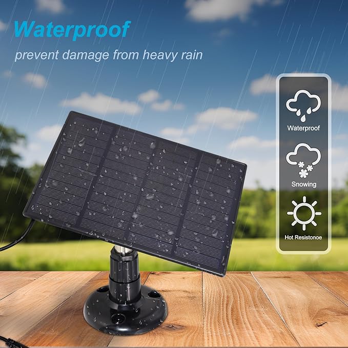 KBT 18V 3W Waterproof Solar Panel with Type-C Port & DC3.5mm Port & Adjustable Bracket, Portable Solar Charger for Rechargeable Battery, Hunting Camera Outdoor, Deer Game Feeder, Electric gate, Lamp