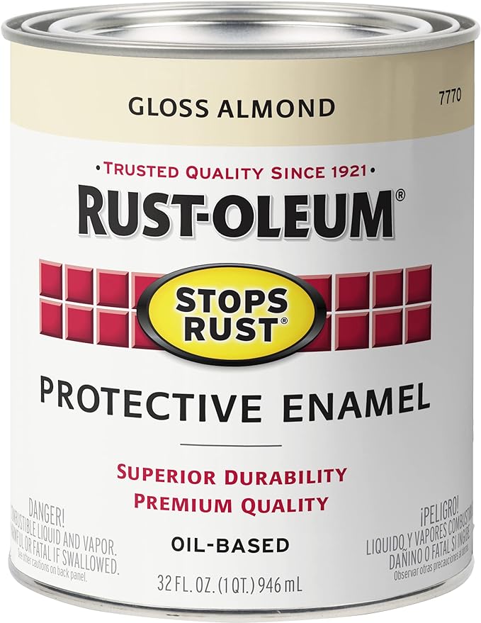 Rust-Oleum 7770502 Stops Rust Brush On Paint, Quart, Gloss Almond