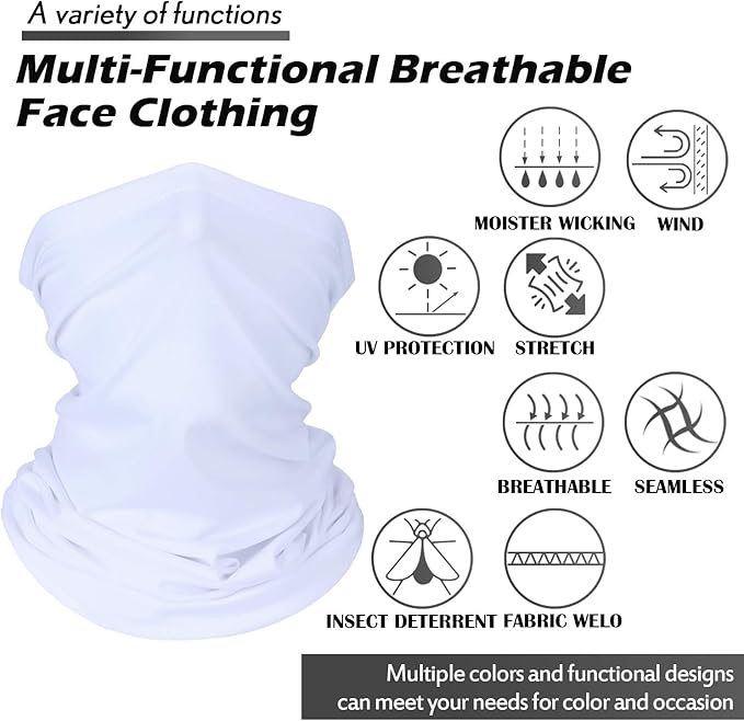 Geyoga Neck Gaiter Bandana Face Mask Summer UV Protection Cooling Breathable Face Mask Neck Scarf Balaclava for Men Women