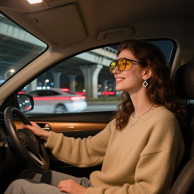Large Night Vision Glasses for Driving Women Men - Anti Glare Night Driving Glasses