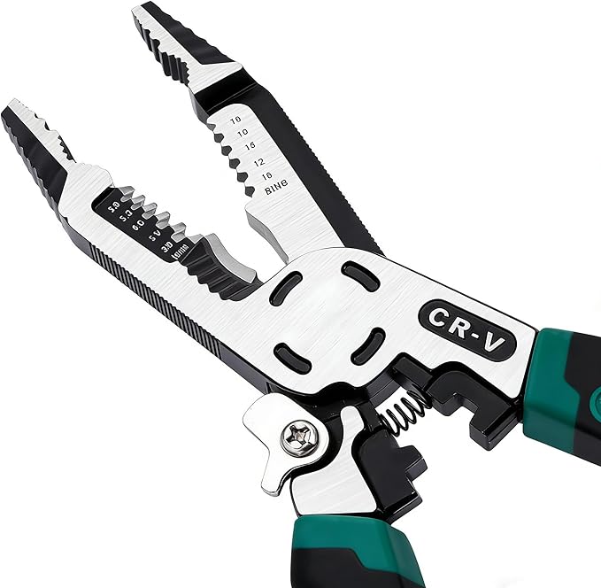 10-in-1 Wire Stripper Tool, Heavy Duty CR-V Multifunctional Cable Cutters, Professional Electrical Tool Stripper Crimper for Copper Aluminum Steel Wires