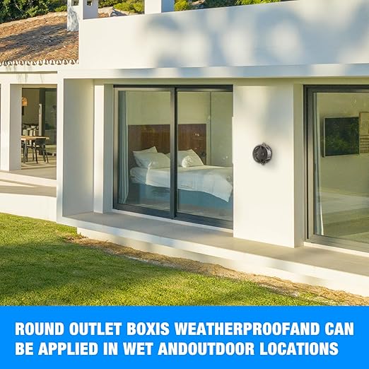 Weatherproof Round Electrical Outlet Box, 5 Hole-1/2 or 3/4 inElectrical Outlet Box for Engineered Solutions, UL Listed, Gray