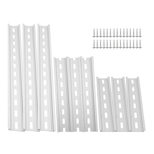 9 Pieces Aluminum DIN Rails,RoHS Standard Slotted DIN Rail,with Extra Screws for Hardware Components Mounting (6inch,8inch,12inch)