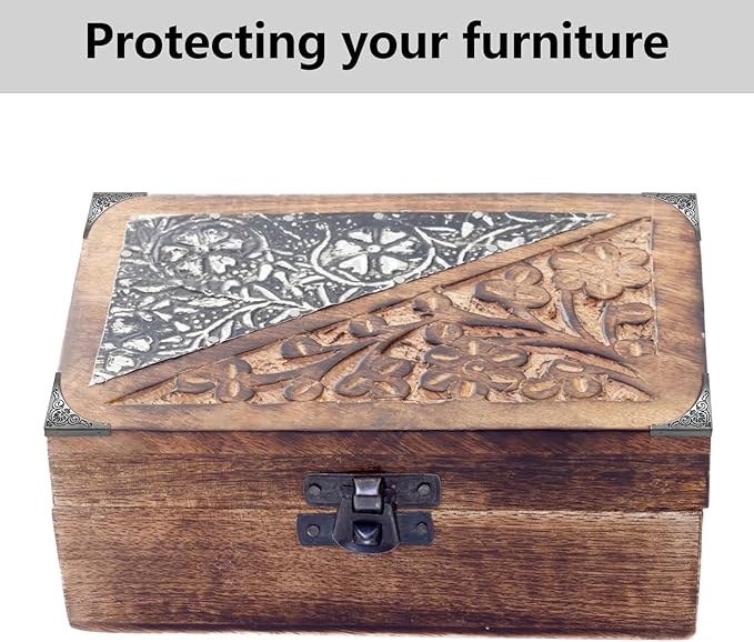 4Pcs Antique Zinc Alloy Box Corner Protector Decorative Furniture Corner Edge Safety Bumpers Cabinets Fireplace Furniture Bumpers (Flower Pattern)