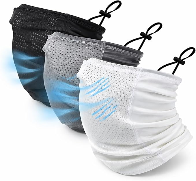 Geyoga Adjustable Cooling Neck Gaiter Breathable Summer Face Mask with Mesh Holes Strap UV Protection Neck Cover for Men