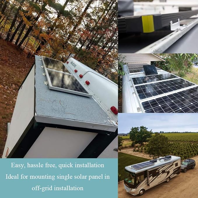 Solar Panel Mounting Brackets Z Bracket, with Nuts and Bolts,Suitable for 50W to 150W Solar Panels on RV,Boats,Motorhome, Cabins, Sheds, Garages,Off Grid, Silver Color, 4 Units (16PCS)
