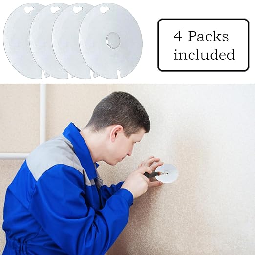 4 Packs Round Electrical Box Cover with 1/2 Inch Knockout, 4 Inch Metal Junction Box Covers, Flat Outlet Box Cover for 4 inch Octagonal Box and Round Box