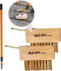 Moss Remover Deck Crevice Cleaning Tool with Pole Includes 2 Paver Brushes, Tool for Weeding Between Pavers, Wire Brush with Weed Hook, Deck Cleaner, Crack Weeder, Patio Weed Remover Tool