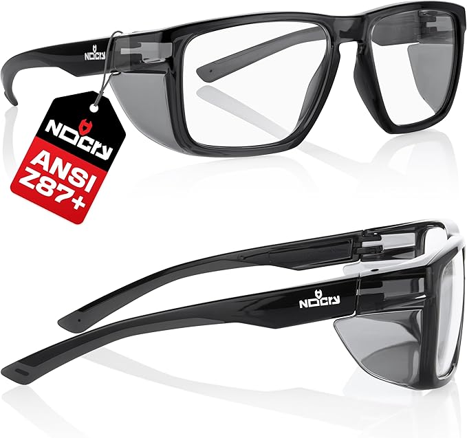 NoCry ANSI Z87.1 Clear Safety Glasses with Side Shields — Durable Anti Fog & Scratch Resistant Eye Protection Glasses or Men & Women — ANSI Z87 Rated Protective Eyewear with 100% UV Shielding for Work