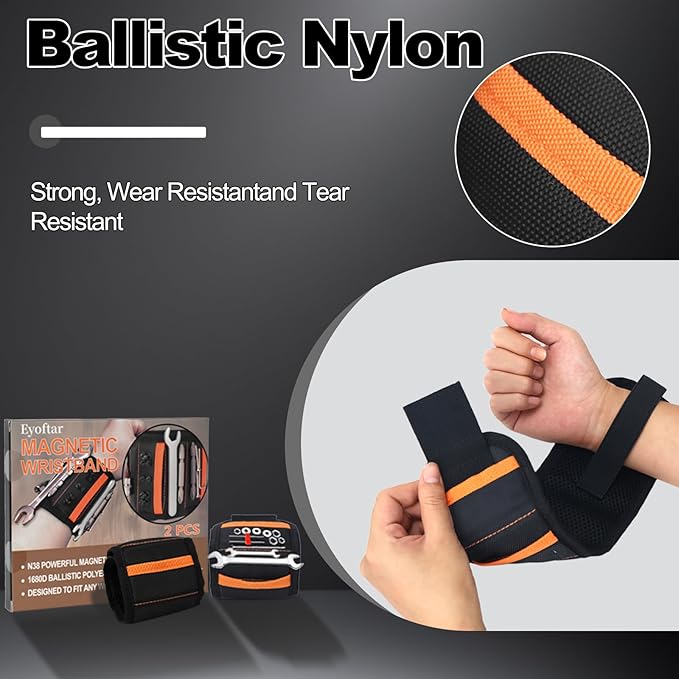 Magnetic Wristband for Tools (2-Pack) - Tool Belt for Men & Women - Heavy Duty 20-Magnet for Hands-Free DIY & Construction, Holds Screws, Nails, Bits - Ideal Gift for Men, Handyman, Husband