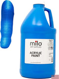 milo Fluorescent Blue Neon Acrylic Paint | 64 oz Bottle Half Gallon | Glows UV in Black Light | Non-Toxic Made in USA | Bulk Art Paint for Party, Student, Classroom, Artist