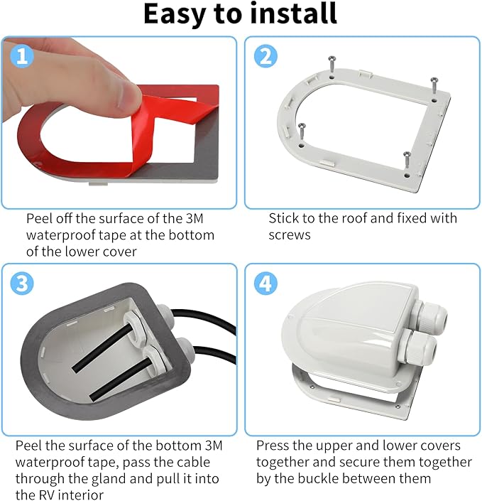 Haoguo ABS Solar Double Cable Entry Gland for All Cable Types 2mm² to 6mm² for Solar Project on RV Camper Van Travel Trailer Boat Cabin-Grey