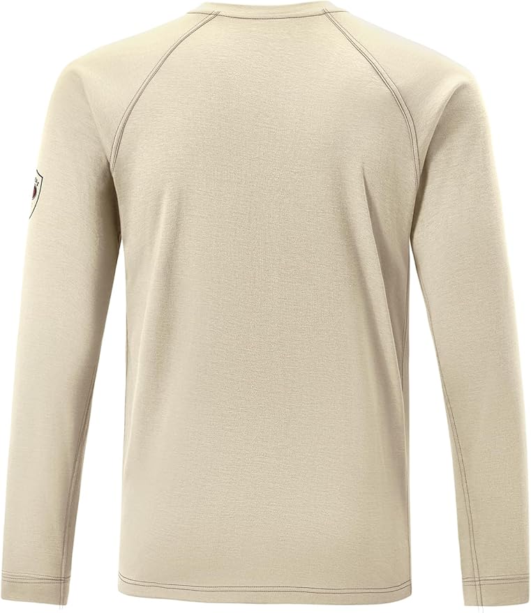 FR Shirts for Men Light Weight Flame Resistant Henley Shirts Long Sleeve Shirts HRC2/CAT2 6.5oz 100% Cotton