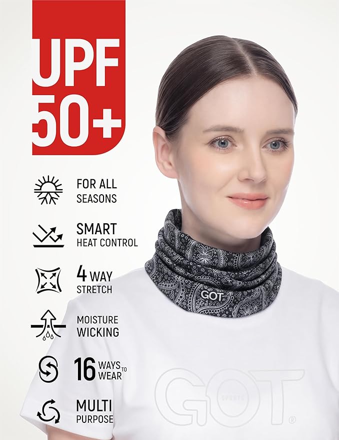 GOT Sports UPF 50+ Fishing Neck Gaiter - UV Face Mask Sun Protection for Men & Women - Camo SPF Face Cover Gator