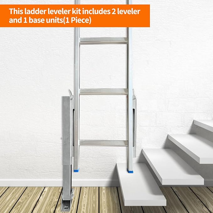 Ladder Leveler for Extension Ladder, Adjustable Extension Ladder Stabilizer Leg Ground Leveler, with Anti-Slip Pattern Steel Pole,Ladder Levelers for Extension Ladders(1 Piece)