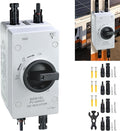 DC1500V 32Amp Solar Disconnect Switch Black Isolator Solar Switch with 2MC4 8KV Waterproof IP66 Enclosure for Rooftop Solar Systems 1-in 1-Out