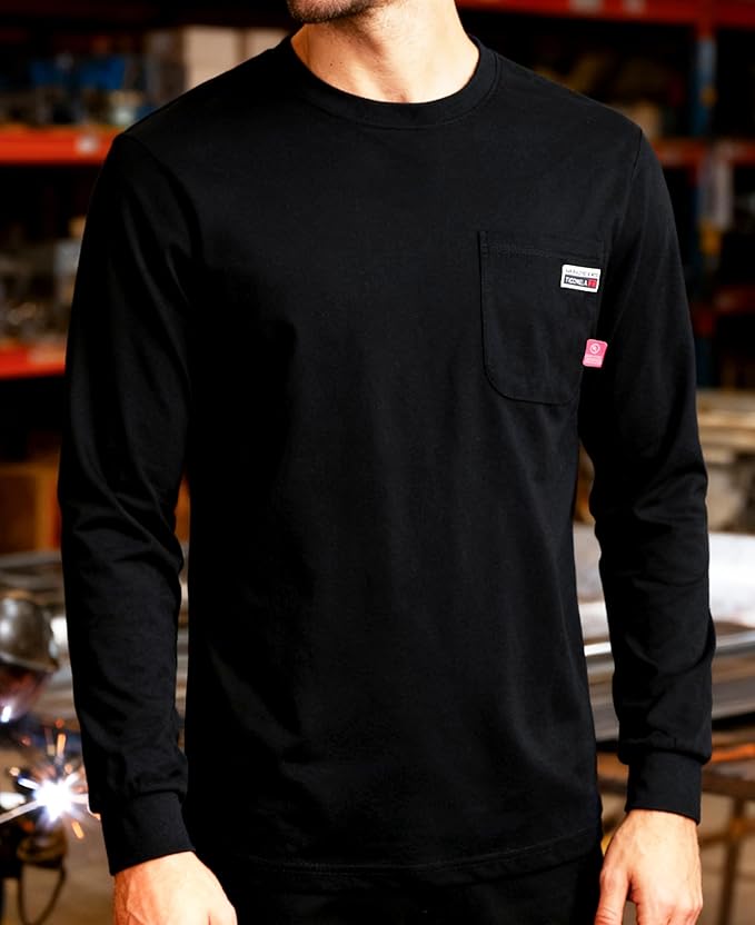 TICOMELA FR Shirts for Men Flame Resistant Shirt NFPA2112/CAT2 7oz Fire Retardant Men's Long Sleeve Henley Shirts