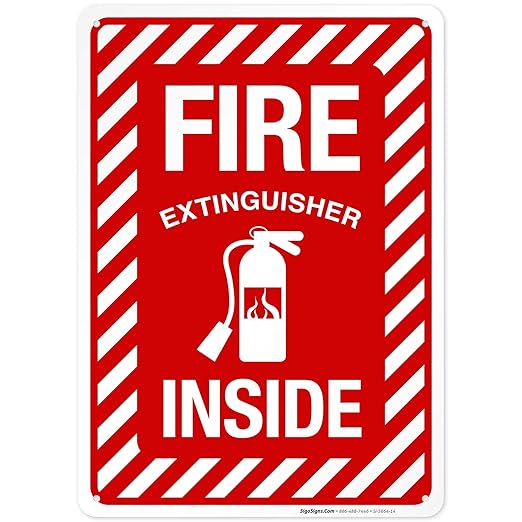 Fire Extinguisher Inside Sign, Fire Safety Sign, 10x14 Inches, 55 mil Thick HDPS (high Density polystyrene), Made in USA