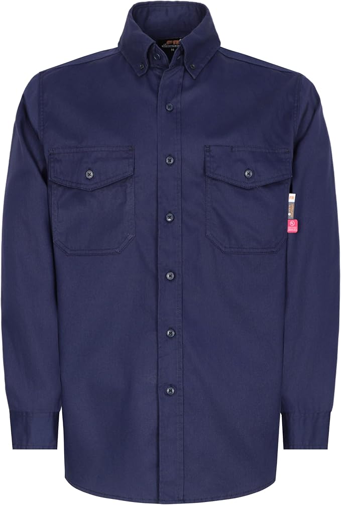 KONRECO FR Shirts for Men 6.5oz Lightweight Work Uniform Flame Resistant Welding Shirt/Water & Stain Repellent
