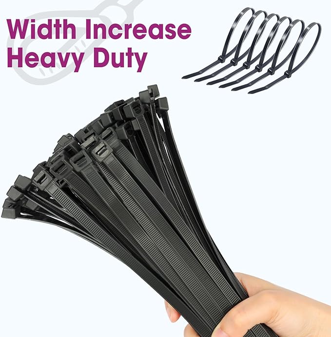 400 PCS Zip Ties 24 Inch Heavy Duty, Large Cable Ties 500lbs Tensile Strength, Black Zip Ties for Indoor and Outdoor Use, UV Resistant Wire Ties