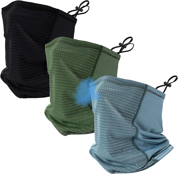 Geyoga Adjustable Cooling Neck Gaiter Breathable Summer Face Mask with Mesh Holes Strap UV Protection Neck Cover for Men