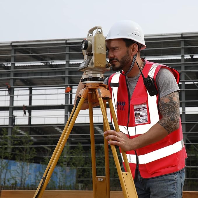 Dib Safety Reflective Vest ANSI Class 2, High Visibility Vest with Pockets and Zipper, Construction Work, Hi Vis