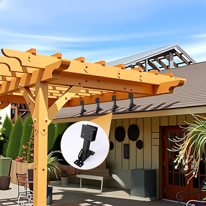 2x4 Heavy Duty Roof Riser Brackets Kit 3 Pcs, Adjustable Angle Pergola Support Brackets Black Powder-Coated Patio Roof Lift Brackets Suitable for Patio Gazebos/Pergolas