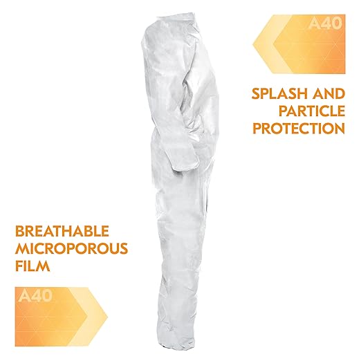 KleenGuard™ A40 Liquid & Particle Protection Coveralls (37687), White, 2XL