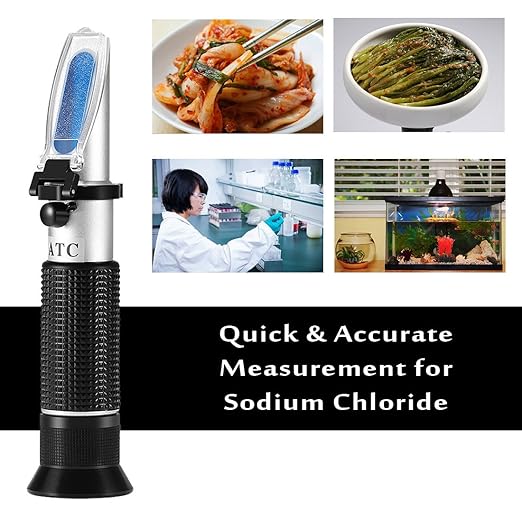 Sodium Chloride Refractometer,V·RESOURCING 0~28% Salt Analyzer Tester Salinometer for Food Salinity Measurement of Pickles