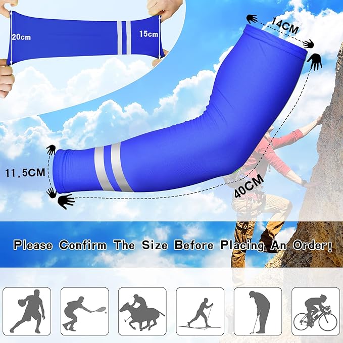 SATINIOR 3 Pcs Sun Hard Hat Neck Protection High Visibility Full Brim Mesh Sun Protection Bandana Headband Arm Sleeves with Reflective Strap for Construction Helmet Hard Hat(Blue)