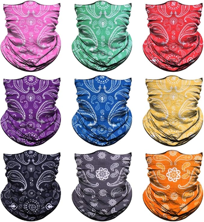 Venswell Neck Gaiter Face Mask Men Women,Seamless Bandana Rave Face Cover Scarf Mask,Balaclava,Headband, Head Wrap,Headwear