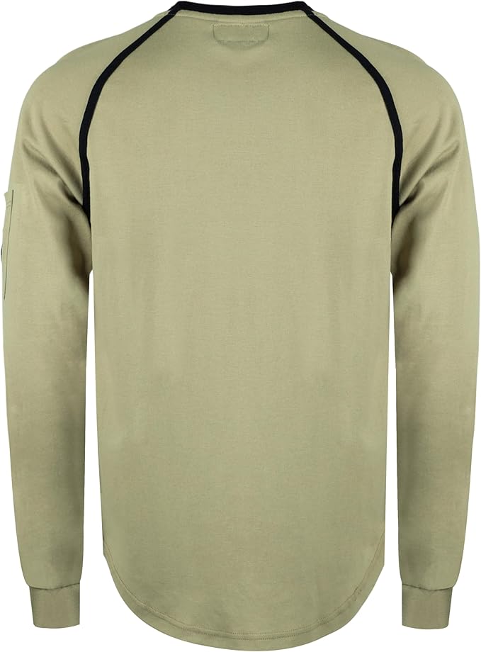 BOCOMAL FR Shirts for Men Crew Neck Long Sleeve 5.5oz Light Weight Flame Resistant/Fire Retardant Clothing Shirt