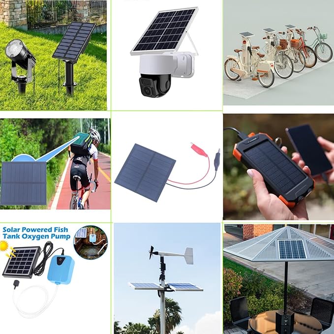 5 Pcs Small Solar Panels,1W 5V 200ma Mini Solar Panel Photovoltaic Solar Cells Charger Kits with Wire Clip 89.5mm*89.5mm for Phone DIY Electric Toy Light (5Pcs 5V+Wire Clip)