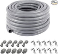 Z 3/4" Dia * 50 Feet Flexible Electrical Conduit Liquid Tight PVC Conduit Kit - UL Listed PVC Non-Metallic with 5 Straigh, 5 Angled Fittings and 10 Strap, UV Resistant for HVAC/Outdoor/Burial