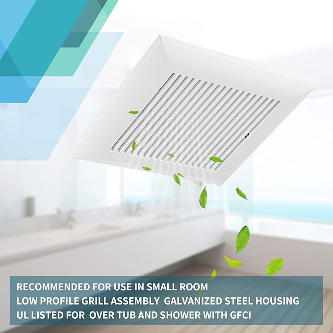 Tech Drive Very Quiet Bathroom Exhaust Fan - 80 CFM, 1.5 Sone, No Attic Access Needed, Energy Star Certified, Easy to Install,4-Inch Duct, Ceiling Mounted for Bathrooms Up to 85 Sq. Ft