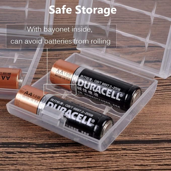 Battery Organizers AA/AAA Battery Containers Holders Compact Portable Storage Cases Insulative Plastic Clear Protective Battery Cases for Travelling/Home/Office/School/Garage(15 PCS)